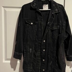 Zara oversized distressed jean jacket